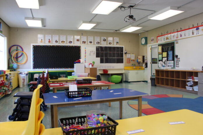 classroom, desk, school